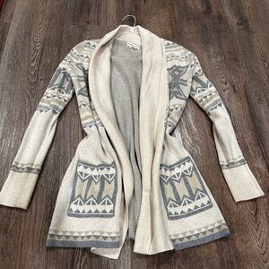 Pendleton Beige and Gray Patterned Cardigan